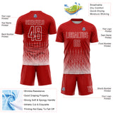 Custom Red White Geometric Shape Sublimation Soccer Uniform Jersey