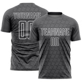 Custom Steel Gray White Geometric Shape Sublimation Soccer Uniform Jersey