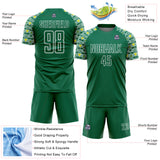 Custom Kelly Green White Geometric Shape Sublimation Soccer Uniform Jersey