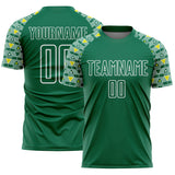 Custom Kelly Green White Geometric Shape Sublimation Soccer Uniform Jersey