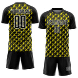 Custom Black Light Yellow-White Geometric Shape Sublimation Soccer Uniform Jersey