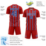Custom Red Royal-White Stripe Line Sublimation Soccer Uniform Jersey