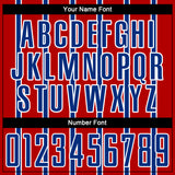 Custom Red Royal-White Stripe Line Sublimation Soccer Uniform Jersey