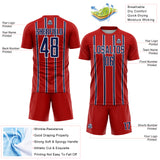 Custom Red Navy-White Stripe Line Sublimation Soccer Uniform Jersey