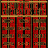 Custom Red Black-Old Gold Stripe Line Sublimation Soccer Uniform Jersey