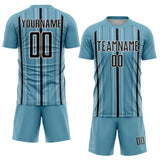Custom Shadow Blue Black-White Stripe Sublimation Soccer Uniform Jersey