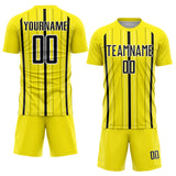 Custom Light Yellow Black-White Stripe Sublimation Soccer Uniform Jersey
