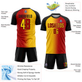 Custom Red Yellow-Black Sublimation Gradient Fashion Soccer Uniform Jersey