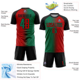 Custom Red Kelly Green-Black Sublimation Gradient Fashion Soccer Uniform Jersey