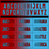 Custom Sky Blue Red-Black Sublimation Gradient Fashion Soccer Uniform Jersey