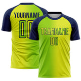 Custom Neon Yellow Neon Green-Navy Sublimation Gradient Fashion Soccer Uniform Jersey