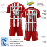Custom Red White-Black Stripe Line Sublimation Soccer Uniform Jersey