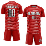 Custom Red White-Black Stripe Line Sublimation Soccer Uniform Jersey