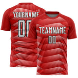 Custom Red White-Black Stripe Line Sublimation Soccer Uniform Jersey