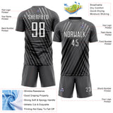 Custom Steel Gray White-Black Stripe Line Sublimation Soccer Uniform Jersey
