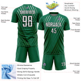Custom Kelly Green White-Black Stripe Line Sublimation Soccer Uniform Jersey