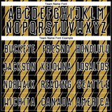 Custom Black Old Gold-White Stripe Line Sublimation Soccer Uniform Jersey