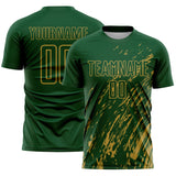 Custom Green Old Gold Splash Sublimation Soccer Uniform Jersey