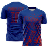 Custom Royal Red Splash Sublimation Soccer Uniform Jersey