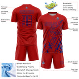 Custom Red Royal Splash Sublimation Soccer Uniform Jersey