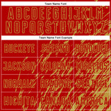 Custom Red Old Gold Splash Sublimation Soccer Uniform Jersey