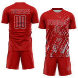 Custom Red Gray Splash Sublimation Soccer Uniform Jersey