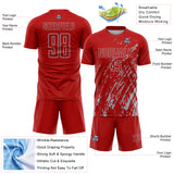 Custom Red Gray Splash Sublimation Soccer Uniform Jersey