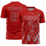 Custom Red Gray Splash Sublimation Soccer Uniform Jersey