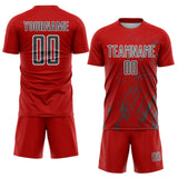 Custom Red Steel Gray-White Splash Sublimation Soccer Uniform Jersey