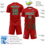 Custom Red Kelly Green-White Splash Sublimation Soccer Uniform Jersey