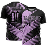 Custom Black Light Pink Line Sublimation Soccer Uniform Jersey