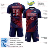 Custom Navy Crimson-White Line Sublimation Soccer Uniform Jersey