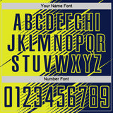 Custom Navy Neon Yellow Line Sublimation Soccer Uniform Jersey