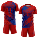 Custom Red Royal Line Sublimation Soccer Uniform Jersey