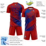 Custom Red Royal Line Sublimation Soccer Uniform Jersey