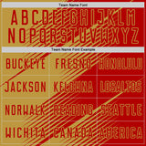 Custom Red Old Gold Line Sublimation Soccer Uniform Jersey