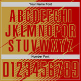 Custom Red Old Gold Line Sublimation Soccer Uniform Jersey