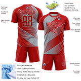 Custom Red Gray Line Sublimation Soccer Uniform Jersey