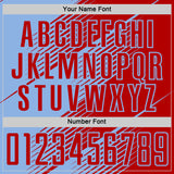 Custom Red Light Blue Line Sublimation Soccer Uniform Jersey