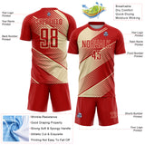 Custom Red Cream Line Sublimation Soccer Uniform Jersey