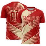 Custom Red Cream Line Sublimation Soccer Uniform Jersey