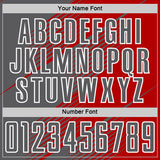 Custom Red Steel Gray-White Line Sublimation Soccer Uniform Jersey