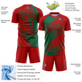 Custom Red Kelly Green Line Sublimation Soccer Uniform Jersey