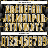 Custom Black Old Gold-White Lightning Sublimation Soccer Uniform Jersey