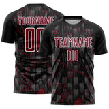 Custom Black Crimson-White Lightning Sublimation Soccer Uniform Jersey