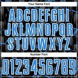 Custom Black Powder Blue-White Lightning Sublimation Soccer Uniform Jersey