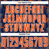 Custom Navy Orange-White Lightning Sublimation Soccer Uniform Jersey