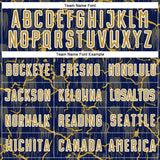 Custom Navy Old Gold-White Lightning Sublimation Soccer Uniform Jersey
