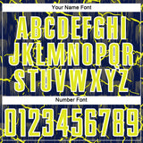 Custom Navy Neon Yellow-White Lightning Sublimation Soccer Uniform Jersey