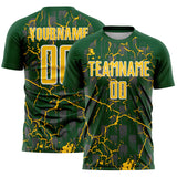 Custom Green Yellow-White Lightning Sublimation Soccer Uniform Jersey